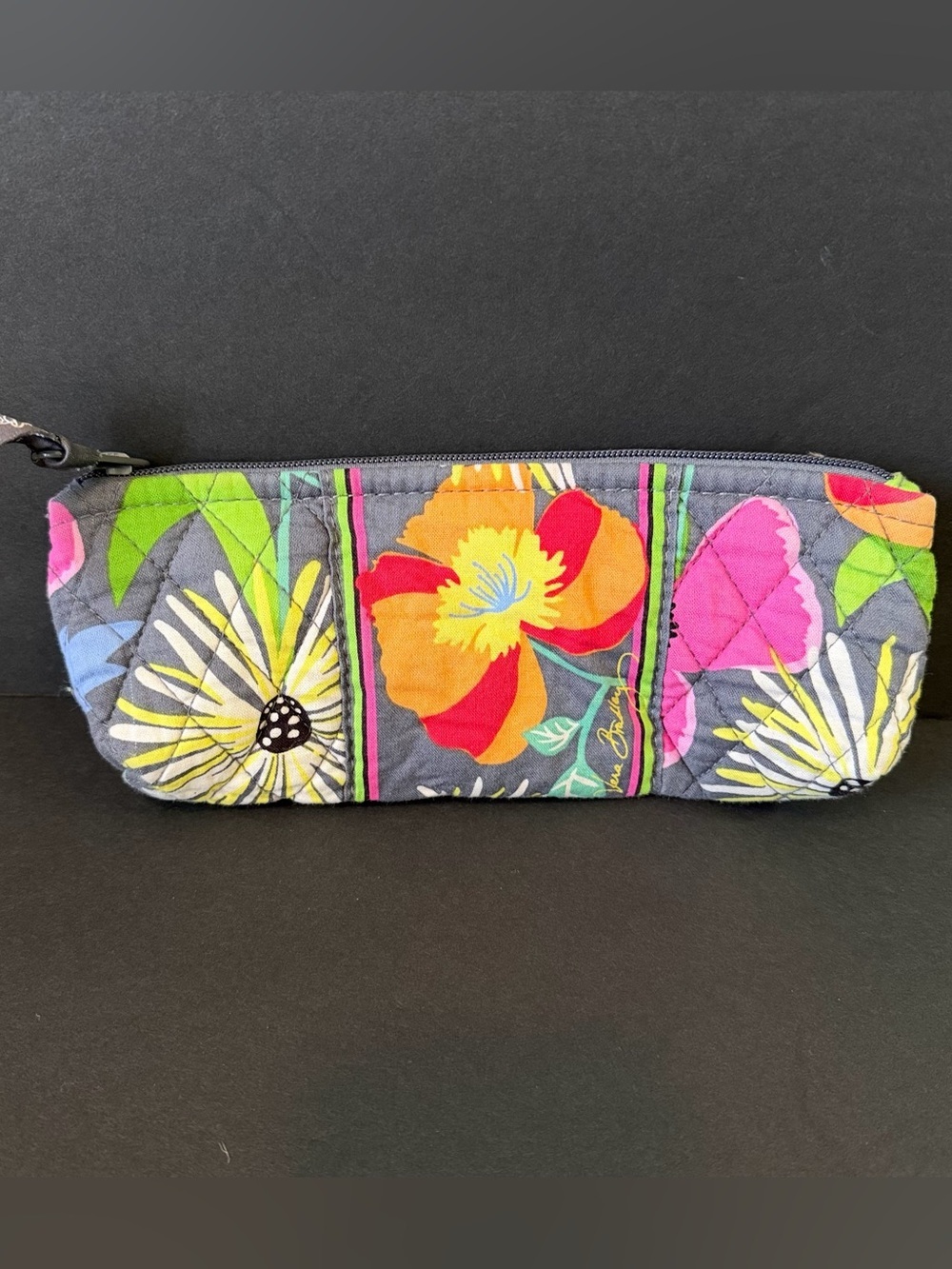 Vera Bradley Jazzy Blooms Makeup Cosmetics Bag Floral Brushes Pen Pencil READ